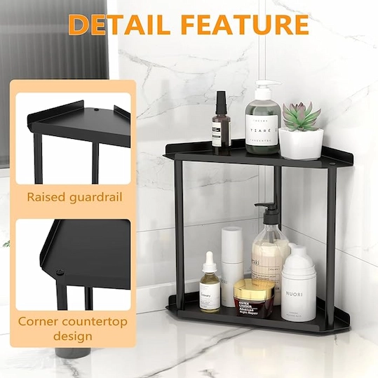 2-Tier Corner Bathroom Counter Organizer - Image 4